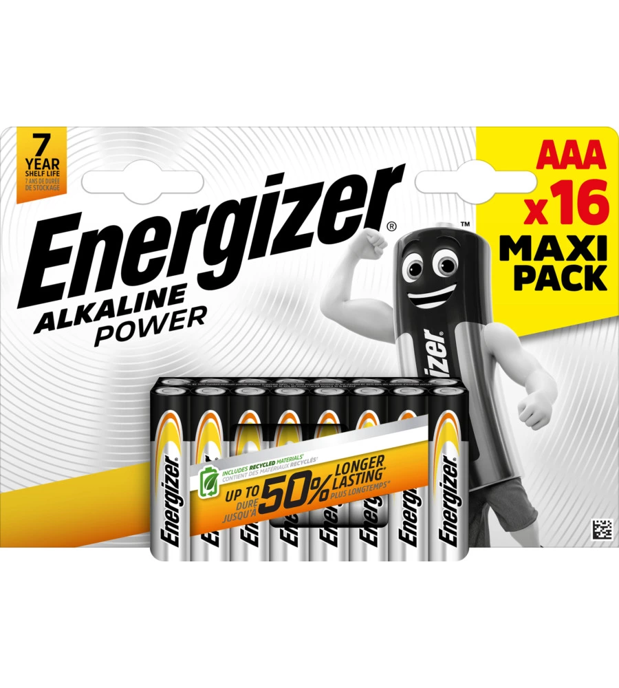 BATTERIE ALCALINE ENERGIZER "ALKALINE POWER" AAA 16 PEZZI