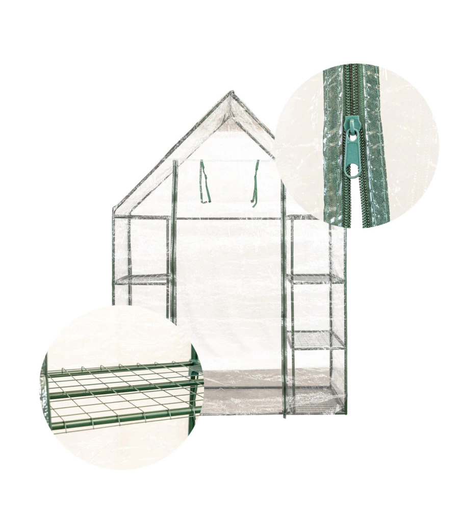 SERRA DA ESTERNO "BARBARA" CON 8 RIPIANI E TELO IN PVC, 140X70X190 CM