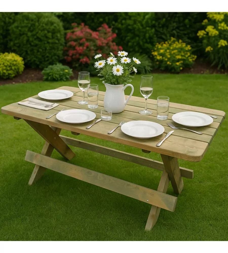 TAVOLO DA ESTERNO IN LEGNO IMPREGNATO 180X75X76H CM