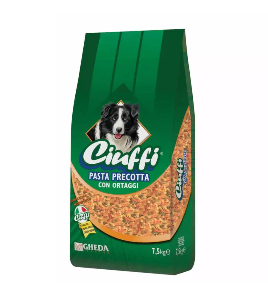 PASTA PRECOTTA PER CANI GHEDA "CIUFFI" ADULTO DI TUTTE LE TAGLIE CON ORTAGGI 7,5 KG