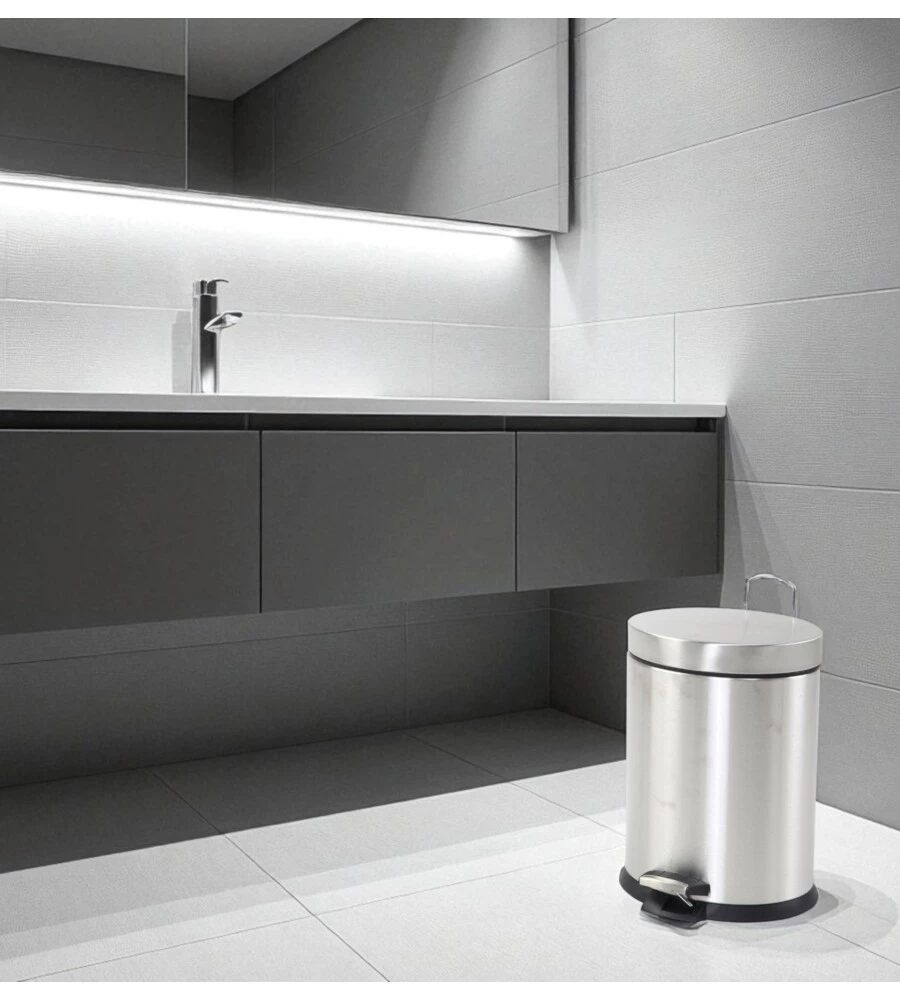 CESTINO BAGNO OVALE IN ACCIAIO GRIGIO 5 LITRI