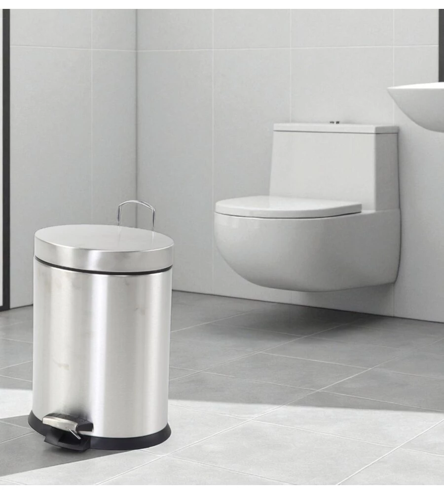 CESTINO BAGNO OVALE IN ACCIAIO GRIGIO 5 LITRI