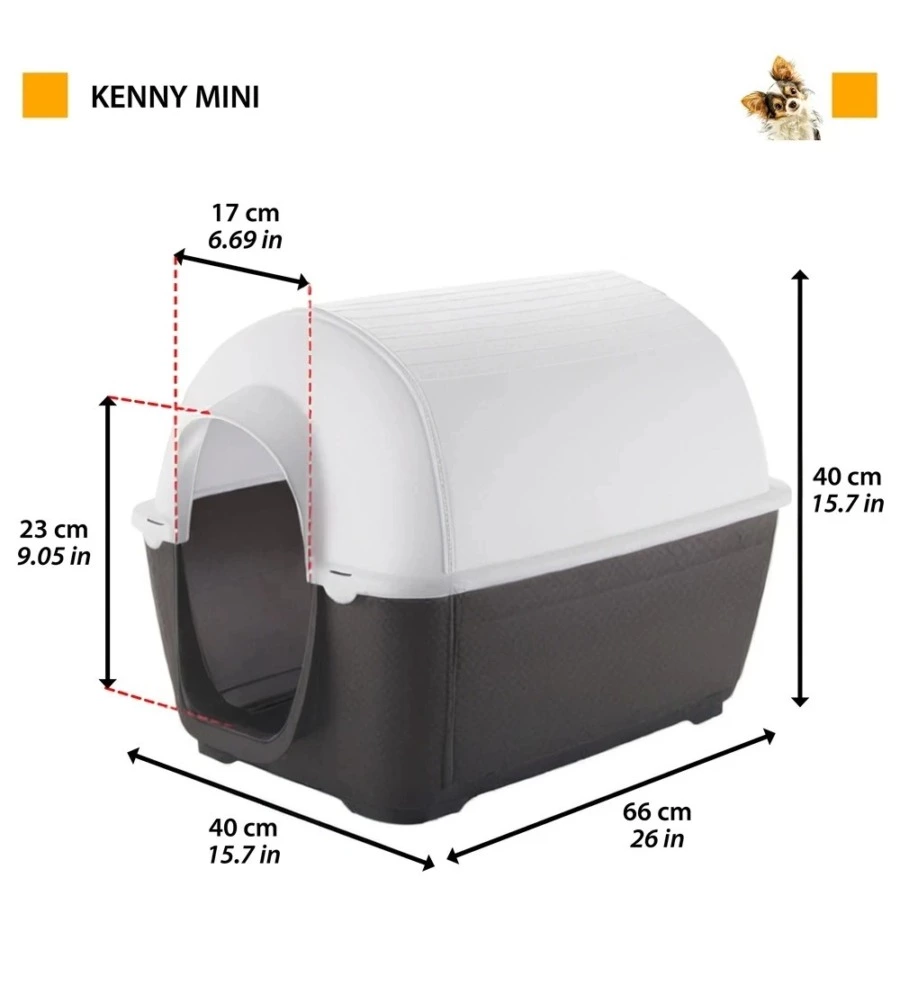 CUCCIA PER CANI DA ESTERNO FERPLAST "KENNY MINI" IN RESINA GRIGIO 40X66X40 CM