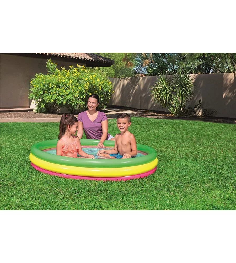PISCINA GONFIABILE ROTONDA A 3 ANELLI PER BAMBINI BESTWAY MULTICOLORE 152X30 CM - COD. 51103