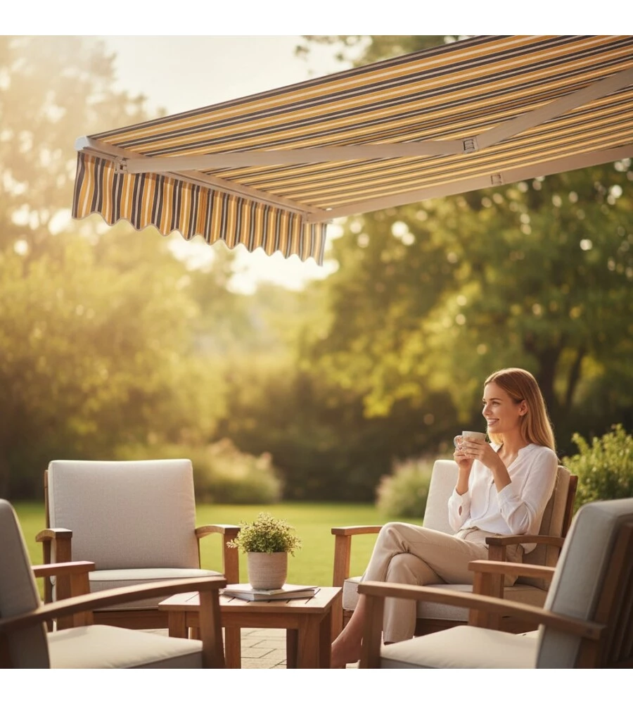 TENDA DA SOLE CON AVVOLGIMENTO MANUALE EUROGARDEN FANTASIA A RIGHE 3X2 M