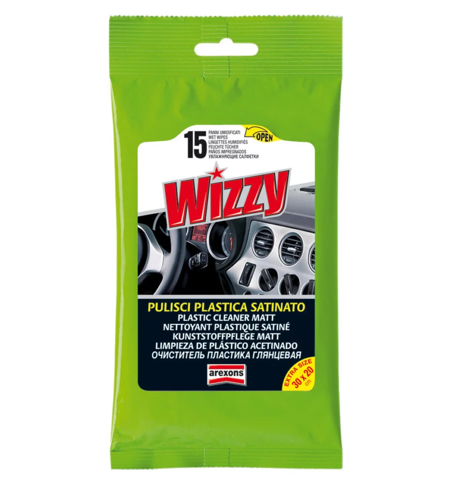 PANNI UMIDIFICATI PER PULIZIA PLASTICA E CRUSCOTTO AUTO SATINATO AREXONS "WIZZY" 15 PZ