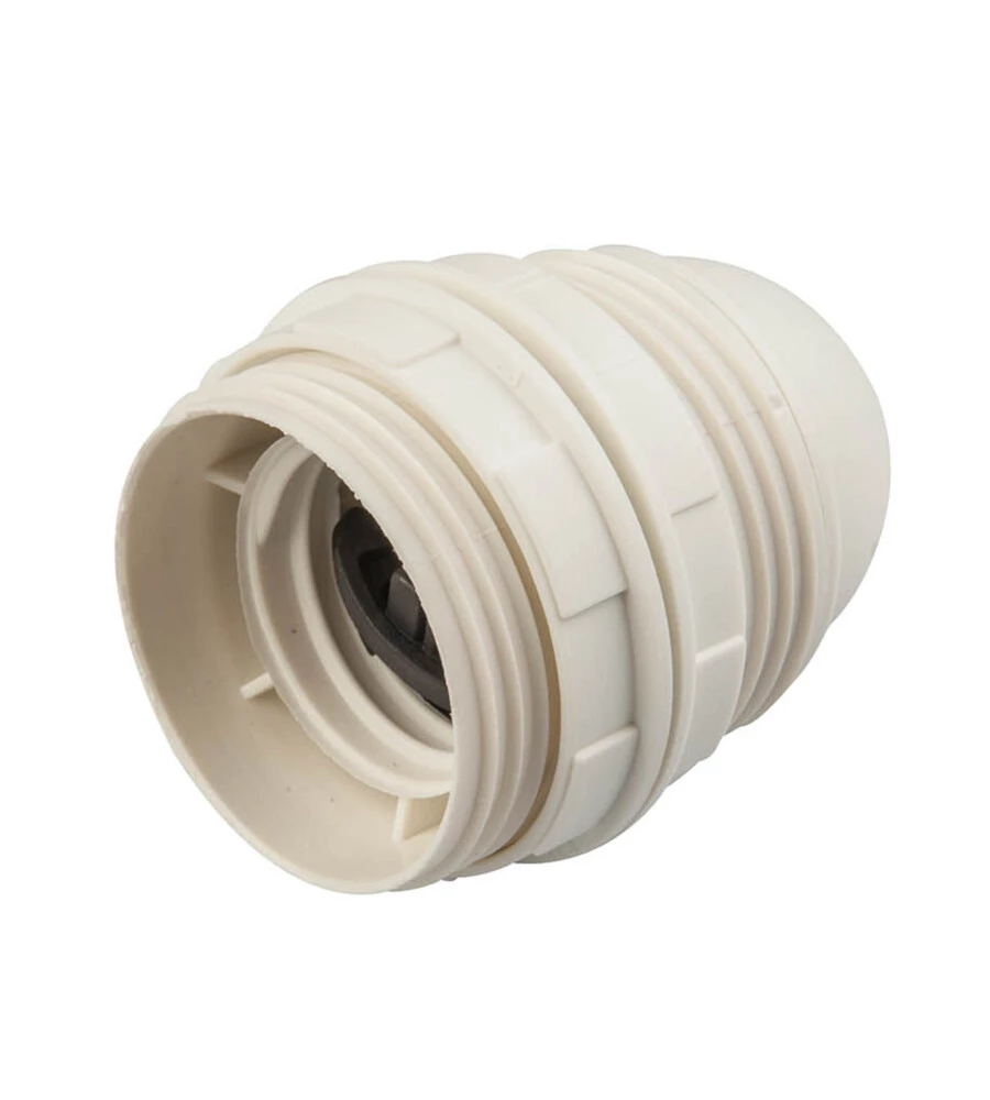 POLY POOL - PORTALAMPADA E27 CON 2 GHIERE CORPO FILETTATO BIANCO