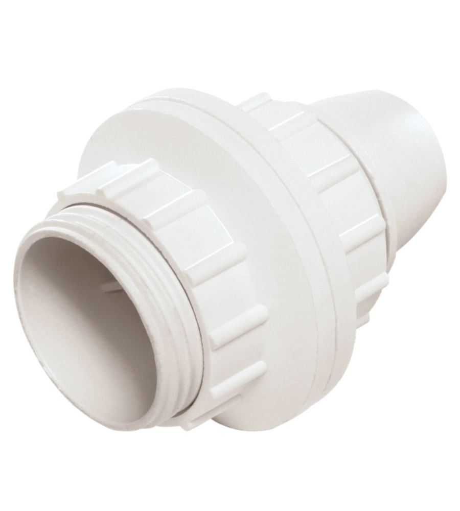 POLY POOL - PORTALAMPADA E14 CON 2 GHIERE CORPO FILETTATO BIANCO