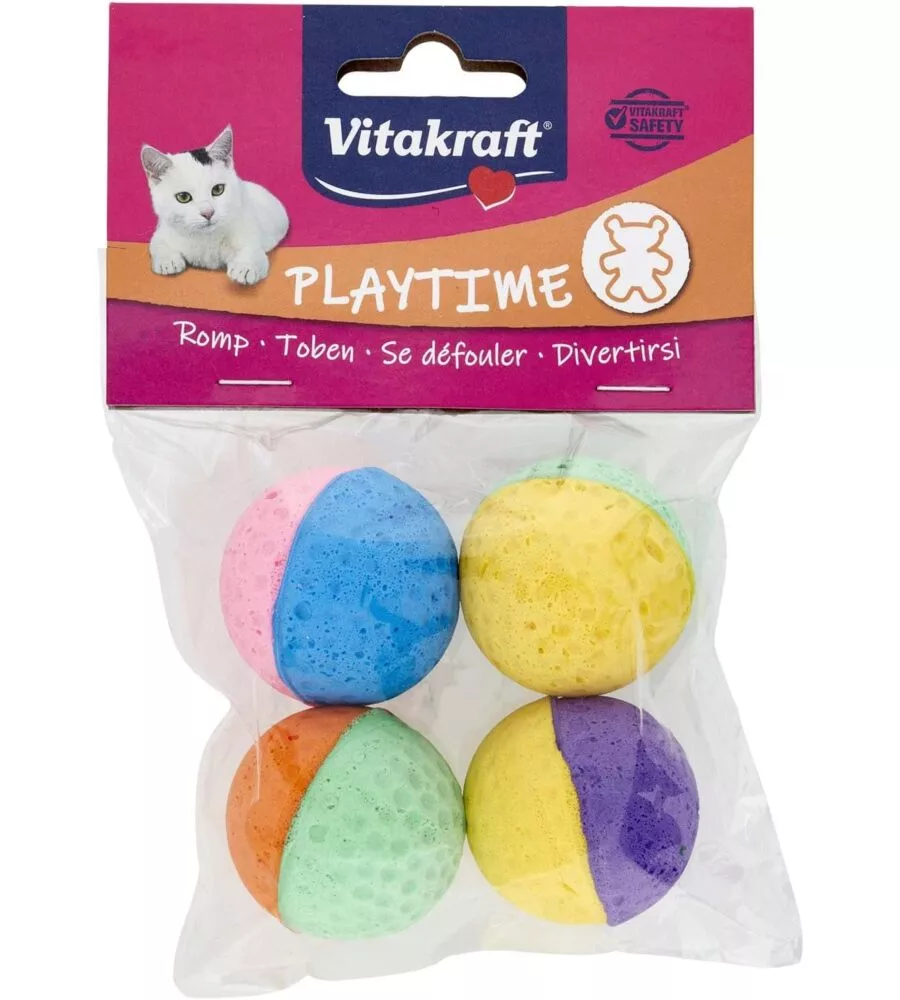 CONFEZIONE DA 4 PALLINE PER GATTI VITAKRAFT IN GOMMA NATURALE, DIAMETRO 4 CM