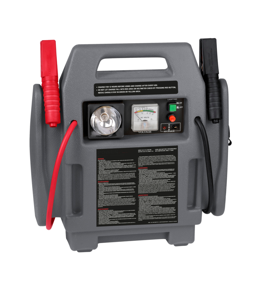 POWER STATION STARTER 4 IN 1 COMPRESSORE E AVVIATORE PORTATILE AUTOMOBILI 12 V 900A 17 BAR
