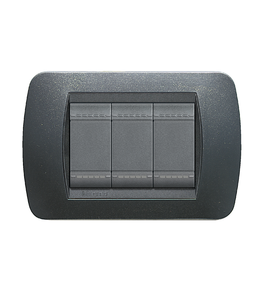 LIVING INT PLACCA 3P PLASTICA ACCIAIO SATINATO - BTICINO.