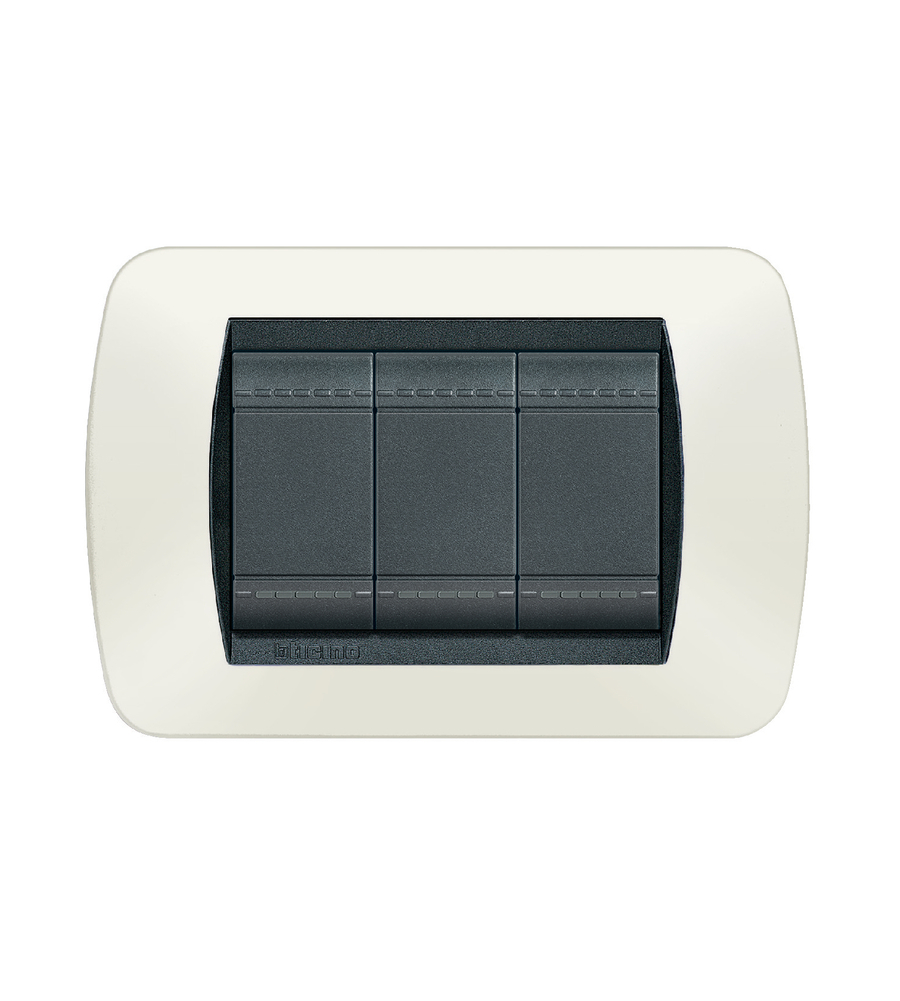 LIVING INT PLACCA 3P PLASTICA BIANCO SATINATO - BTICINO.
