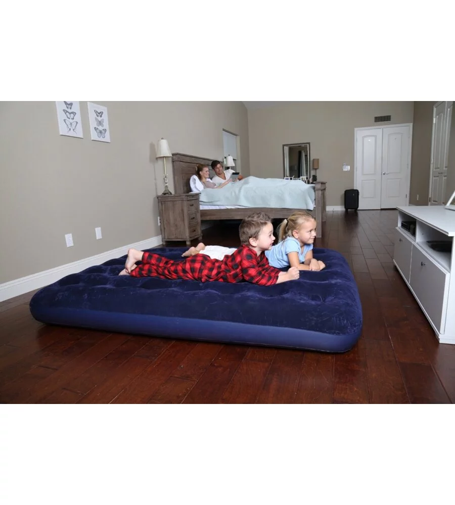 MATERASSO MATRIMONIALE GONFIABILE FLOCCATO BESTWAY IN VINILE BLU 191X137X22 CM - COD. 67002