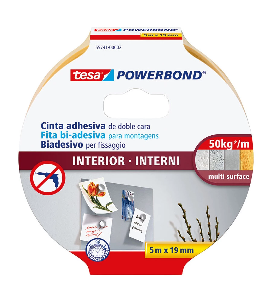 NASTRO BIADESIVO PER INTERNI "EXTRA STRONG", 5 MT X 19 MM - TESA
