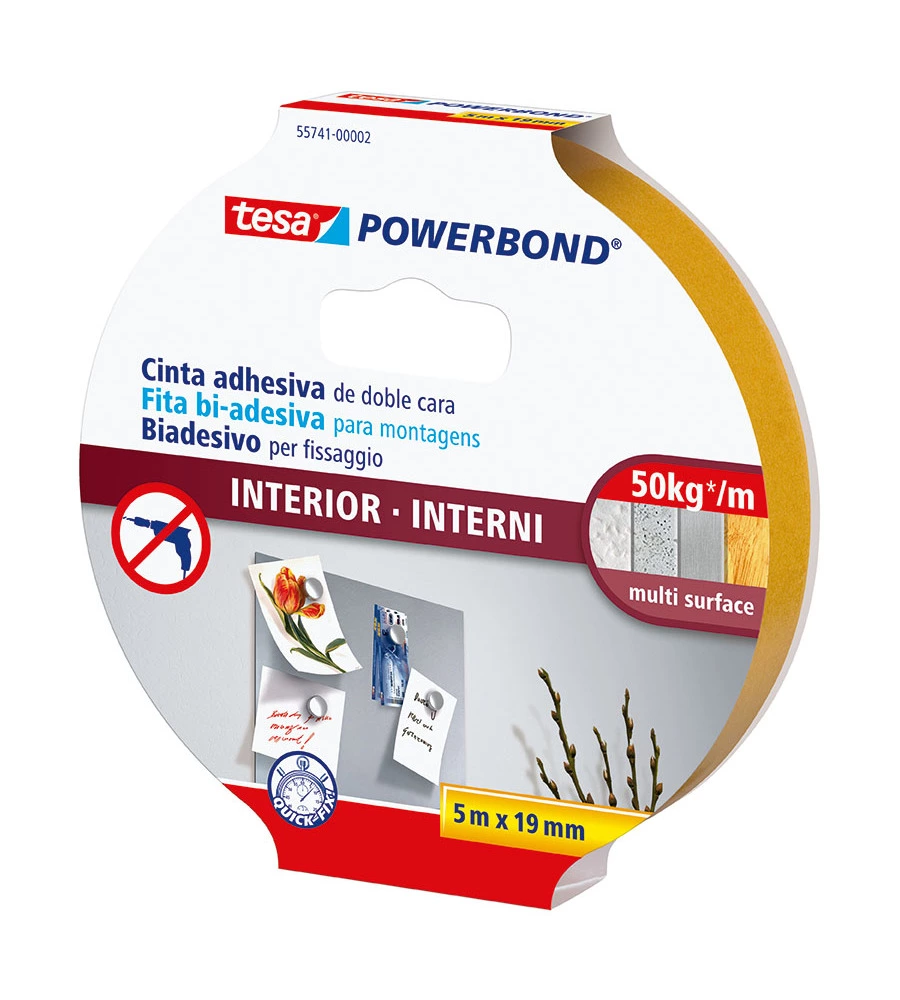 NASTRO BIADESIVO PER INTERNI "EXTRA STRONG", 5 MT X 19 MM - TESA