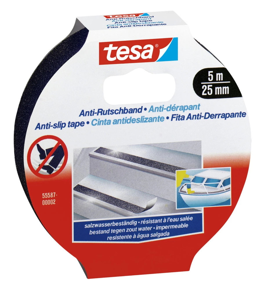 NASTRO ANTISCIVOLO ANTI-SLIP NERO, 25 MM X 5 MT - TESA