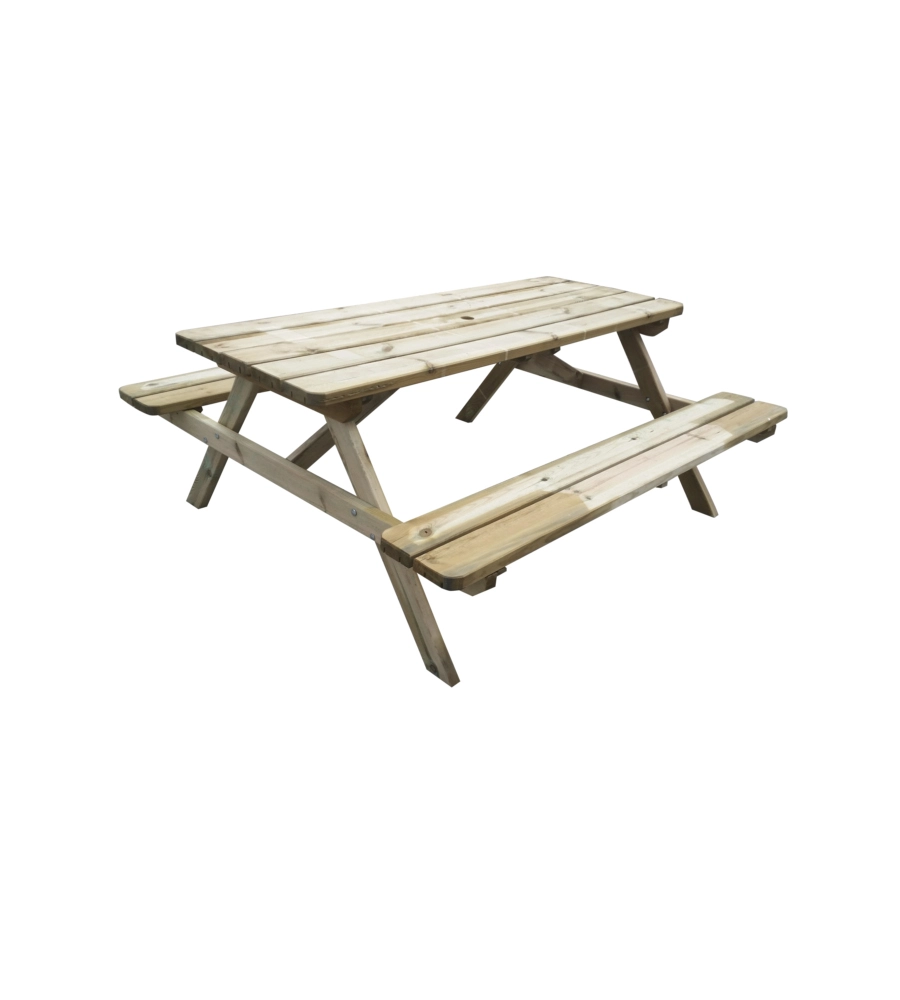 SET DA GIARDINO IN LEGNO CON TAVOLO DA PICNIC 179X150X70 CM.