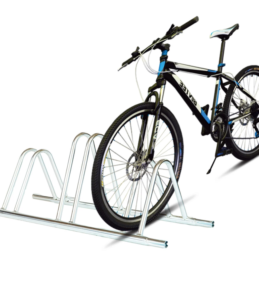 RASTRELLIERA PORTABICI A 3 POSTI IN FERRO ZINCATO CON PASSARUOTA 5 CM 95X38X35/40 CM