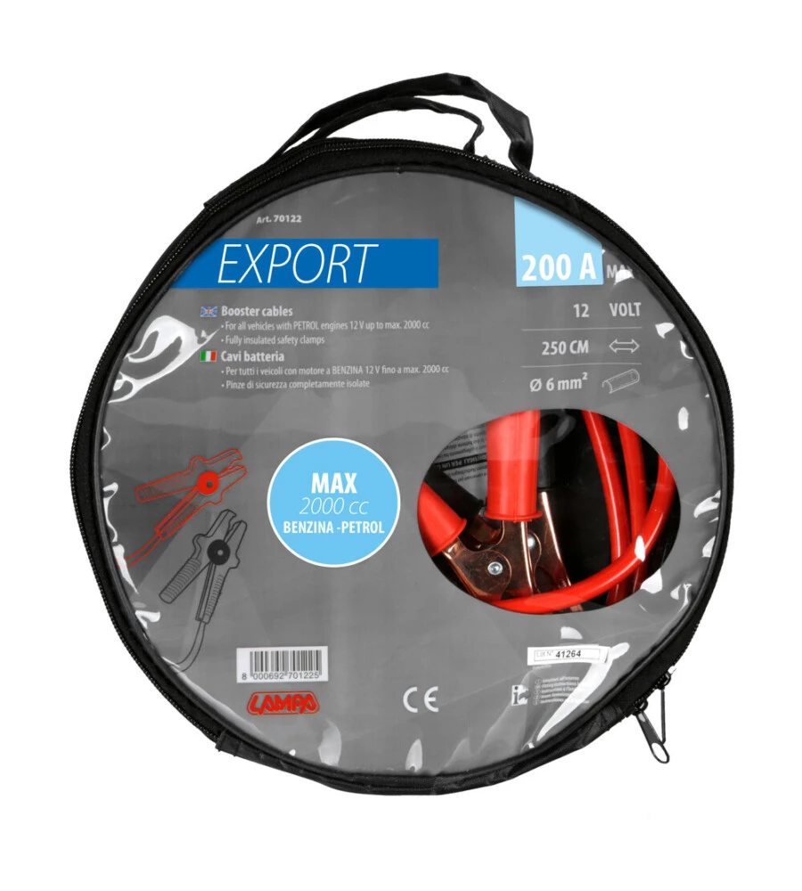 CAVI PER BATTERIA LAMPA "EXPORT", 12V 200A - 70122