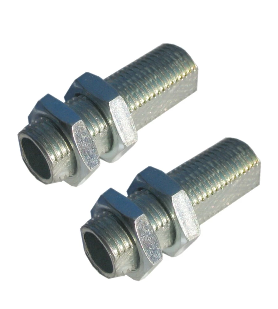 POLY POOL - 2 TUBETTI FILETTATI E FRESATI IN FERRO ZINCATO LUNGHEZZA 30 MM ARGENTO