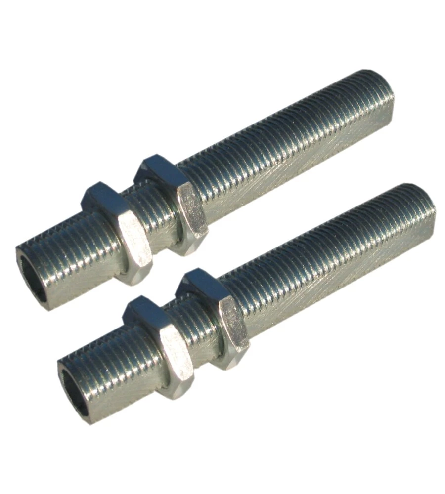 POLY POOL - 2 TUBETTI FILETTATI E FRESATI IN FERRO ZINCATO LUNGHEZZA 60 MM ARGENTO