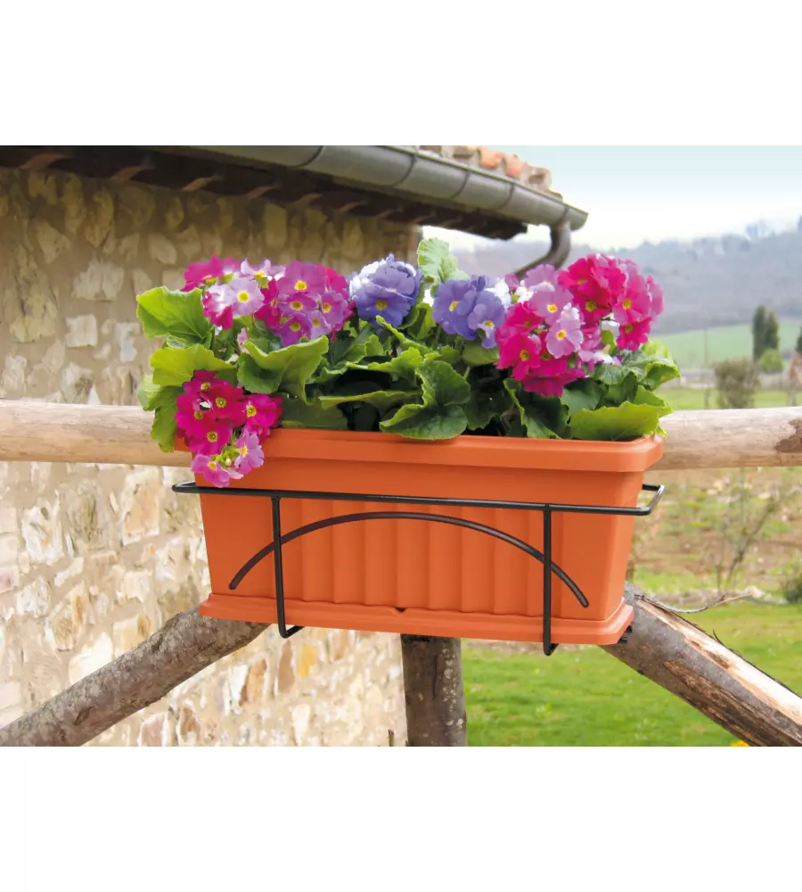SET FIORIERA DA BALCONE BAMA "IRIS" TERRACOTTA 50 CM