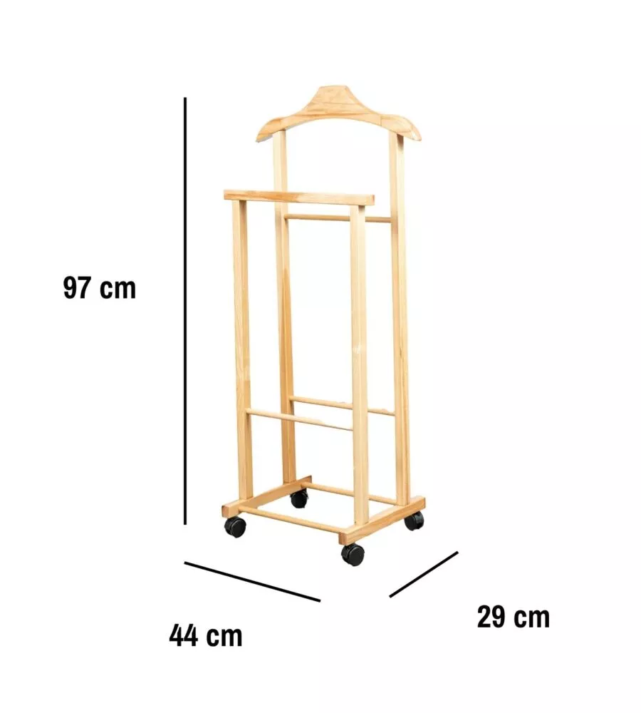 INDOSSATORE PER ABITI CON RUOTE "OSCAR" IN LEGNO 44X97X29 CM