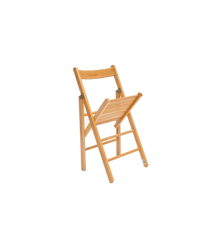 SEDIA BIRRERIA CLASSICA PIEGHEVOLE IN LEGNO DI FAGGIO NATURALE, 55X38X80 CM