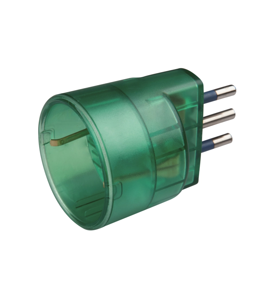 POLY POOL - ADATTATORE SPINA 10 A E PRESA TEDESCA TRASPARENTE VERDE
