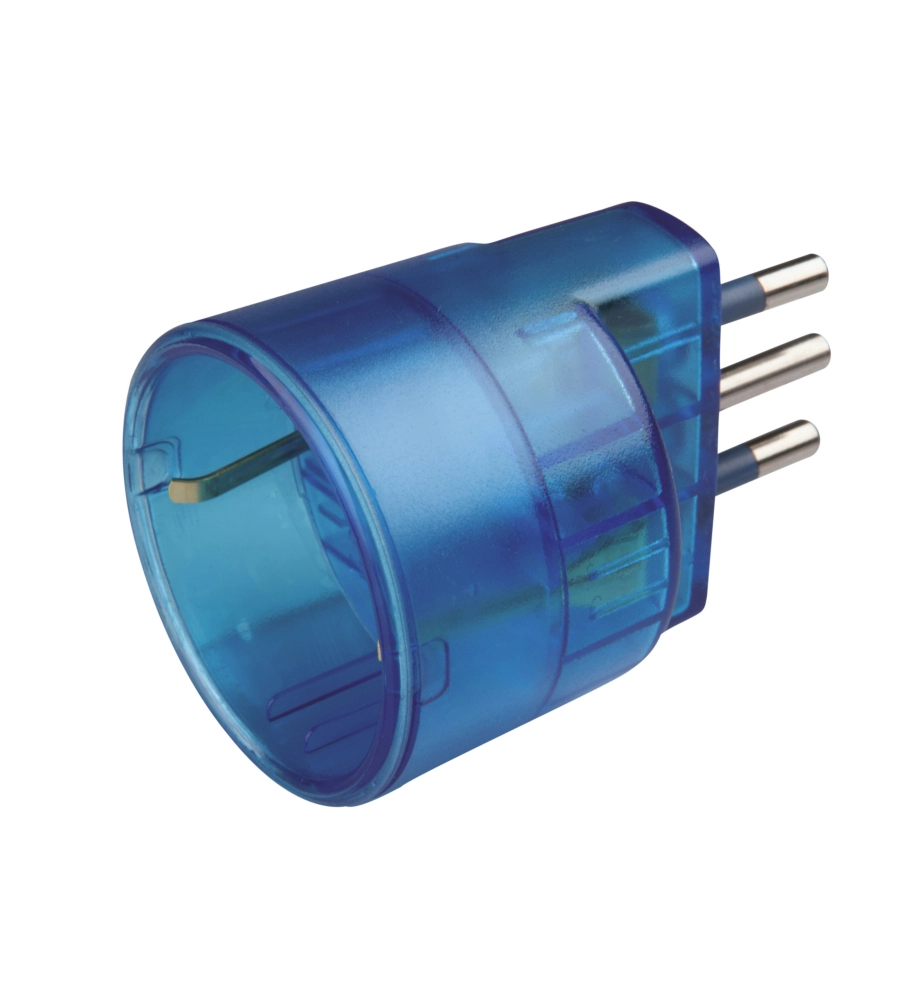 POLY POOL - ADATTATORE SPINA 10 A E PRESA TEDESCA TRASPARENTE AZZURRO