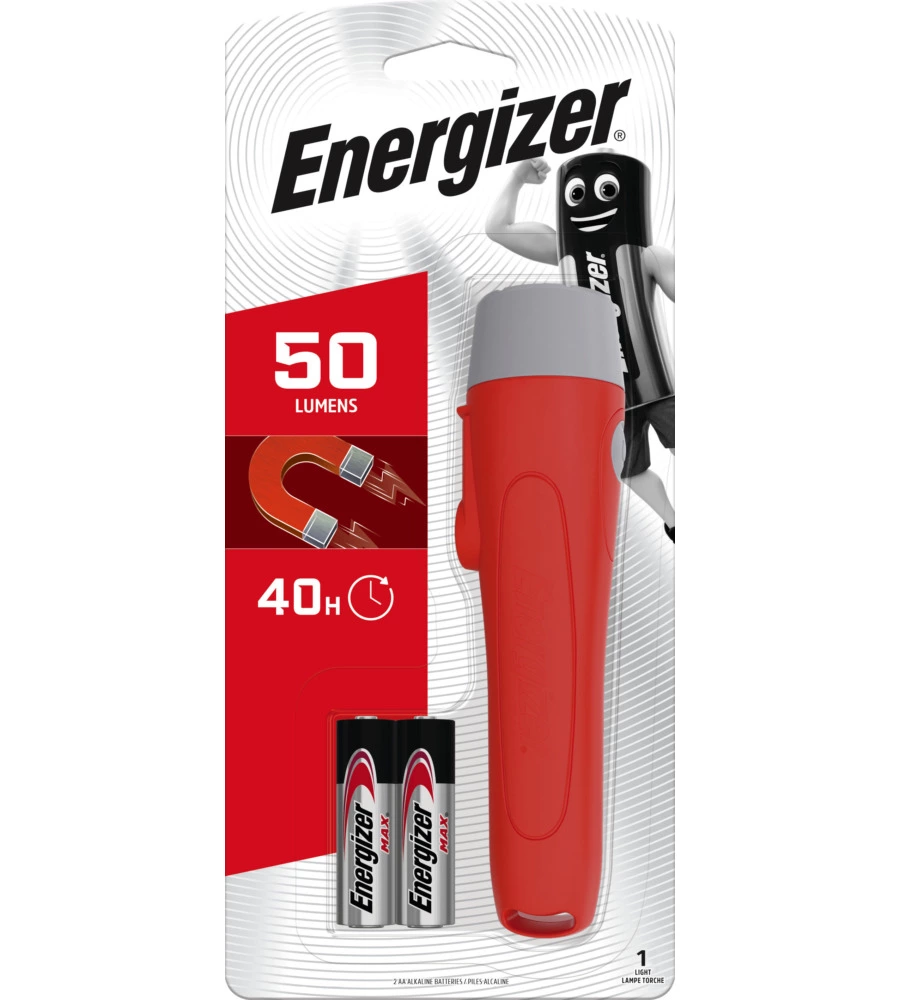 TORCIA A BATTERIA ENERGIZER "HANDHELD LED TORCH WITH MAGNET" CON MAGNETE 50 LUMEN E 2 BATTERIE AA