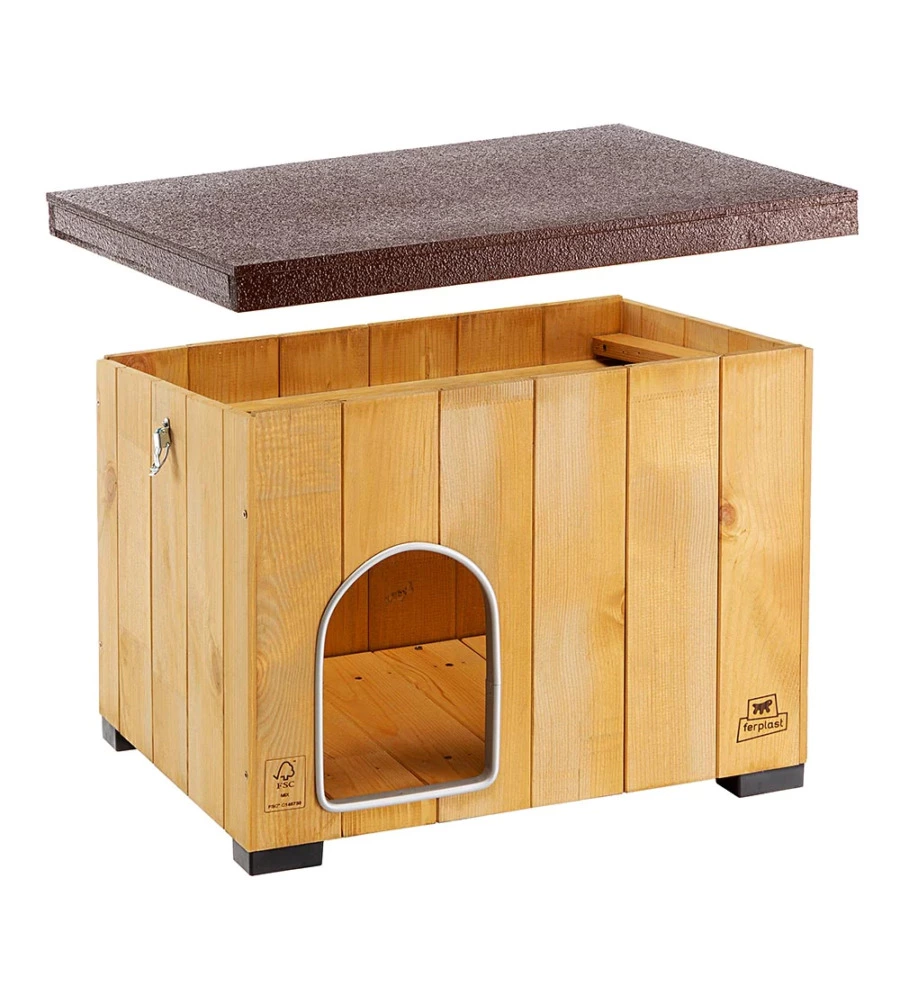 CUCCIA PER CANI DA ESTERNO "BAITA 60" IN LEGNO, 67X53X55,5 CM - FERPLAST