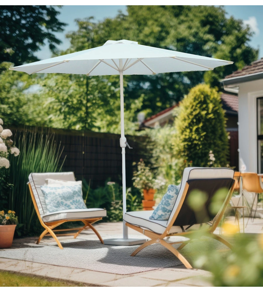 OMBRELLONE DA GIARDINO ROTONDO CON DOPPIO TETTO EUROGARDEN ECRÙ 270X270 CM