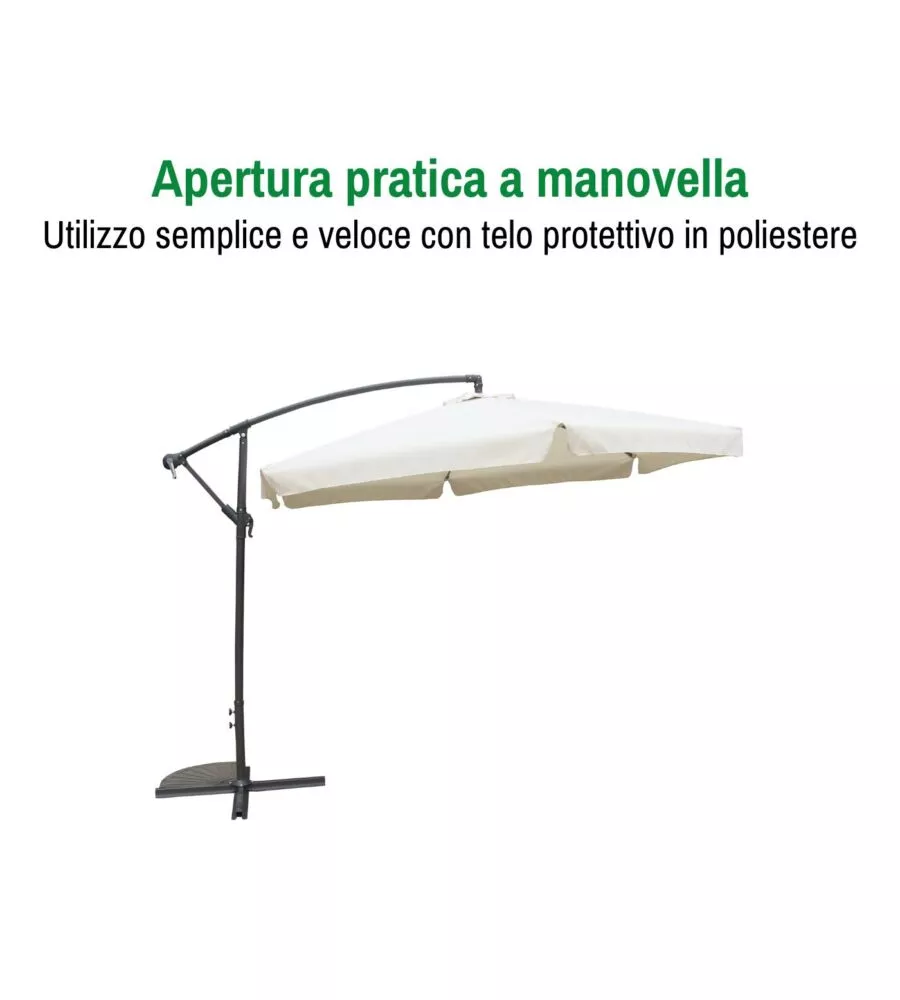 OMBRELLONE DA GIARDINO ESAGONALE CON BRACCIO LATERALE EUROGARDEN ECRÙ 3X3 M
