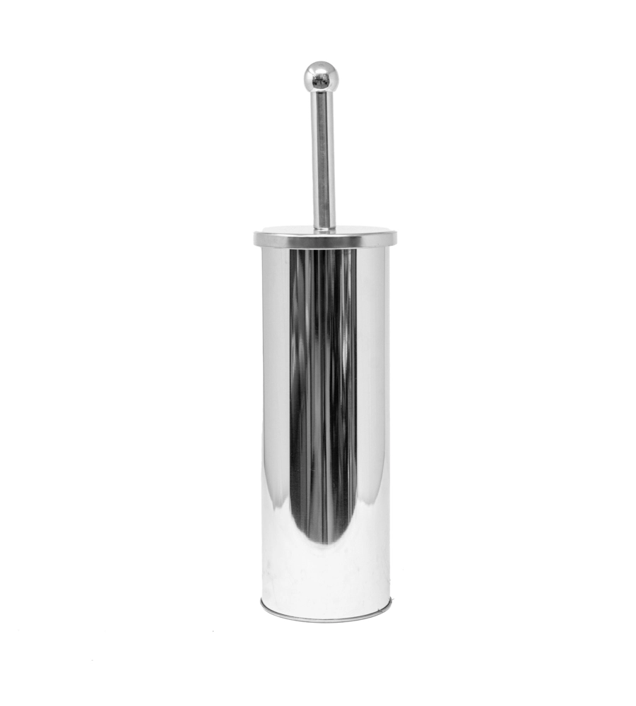 PORTA SCOPINO IN PLASTICA E ACCIAIO INOSSIDABILE CROMATO, DIAMETRO 9 CM E ALTEZZA 26,7-39,5 CM.