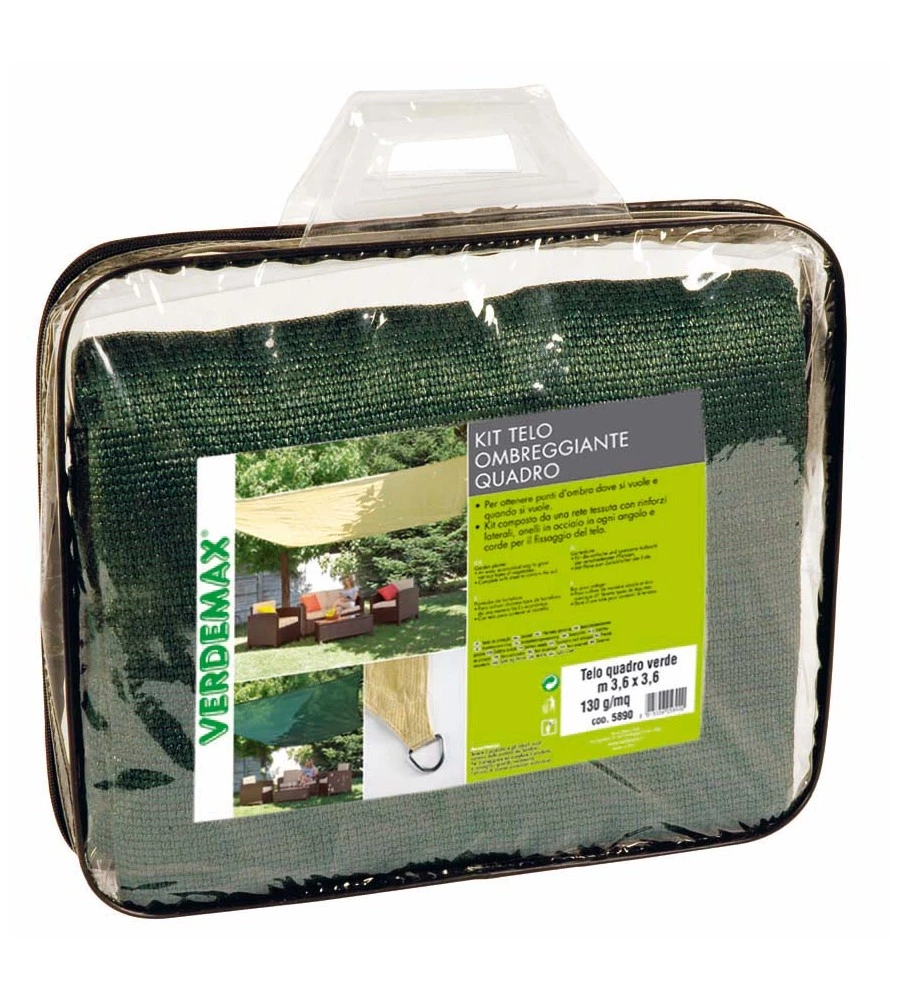 VERDEMAX KIT TELO OMBREGGIANTE QUADRO, 3,6X3,6X3,6 M