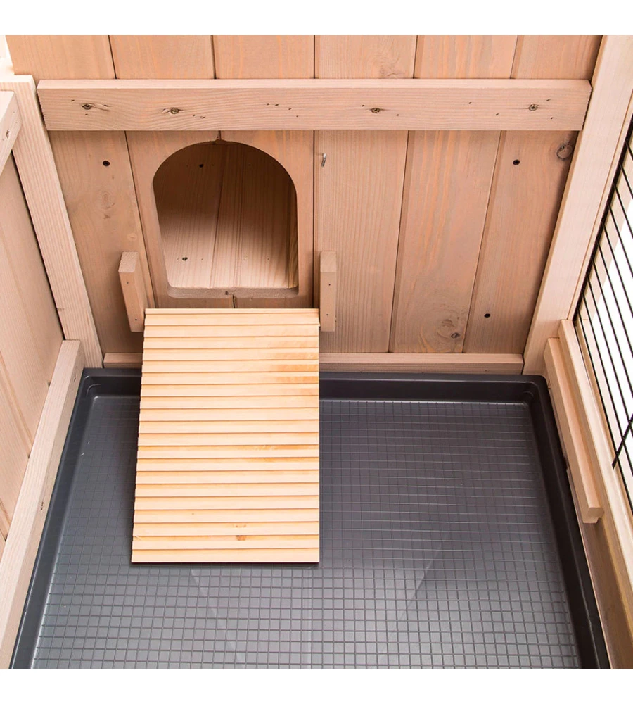 CONIGLIERA IN LEGNO "RANCH 120" A DUE PIANI, 117X69X101 CM  - FERPLAST