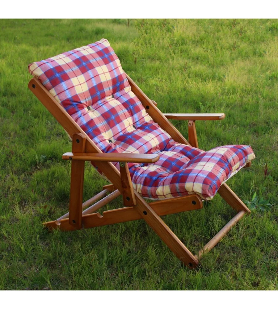 SEDIA SDRAIO "ALESSIA" IN PINO NATURALE CON CUSCINO E SCHIENALE REGOLABILE