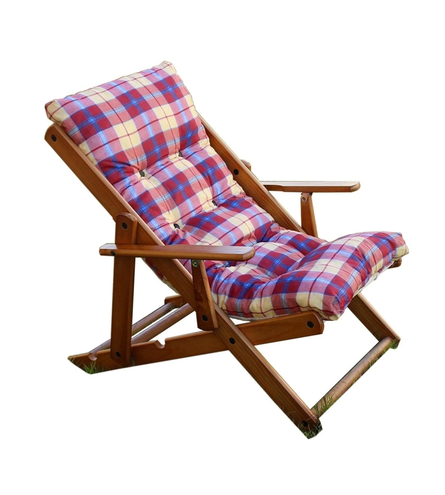 SEDIA SDRAIO "ALESSIA" IN PINO NATURALE CON CUSCINO E SCHIENALE REGOLABILE