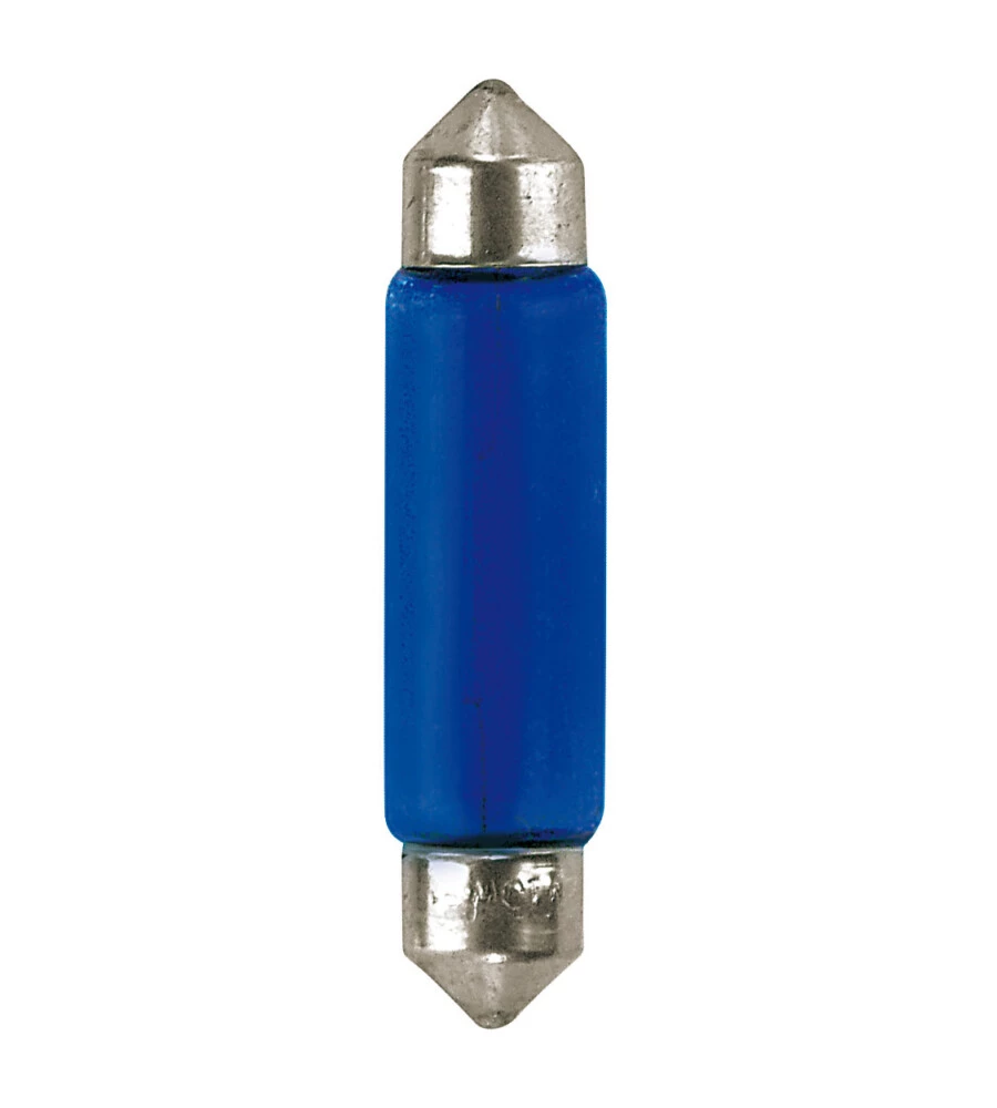 LAMPADA SILURO BLUE DYED GLASS 12V - 11X44 MM - 10W - SV8,5-8 - 2 PZ  - D/BLISTER  58310