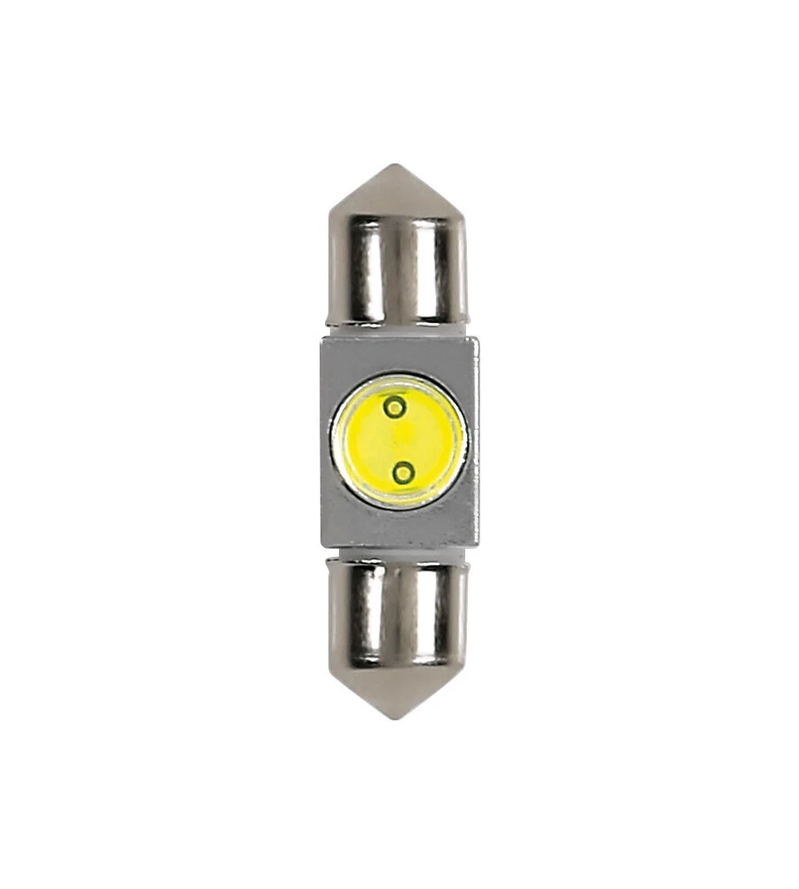 LAMPADA 12V HYPER-LED 2 - 1 SMD X 2 CHIPS - (C5W) - 10X36 MM - SV8,5-8 - 1 PZ BIANCO  58448