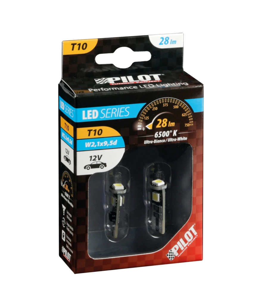 LAMPADA 12V HYPER-LED 9 - 3 SMD X 3 CHIPS - (T10) - TRIFOCUS - W2,1X9,5D - 2 PZ  58462