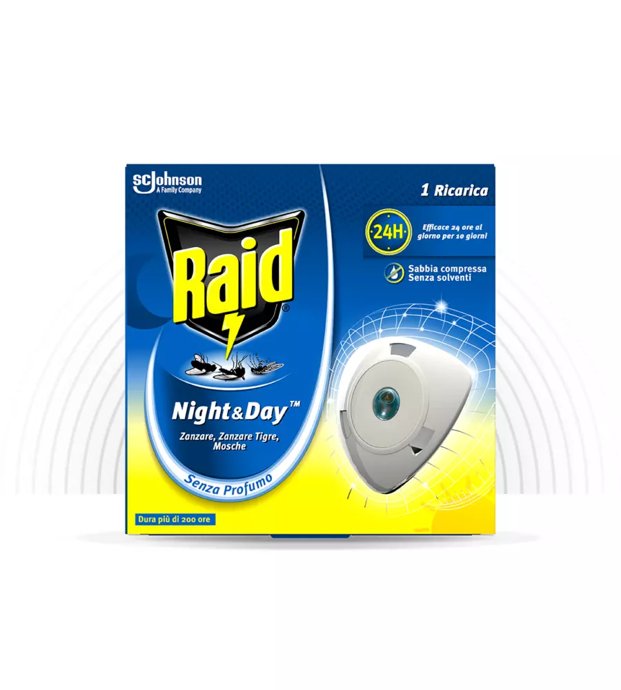 RICARICA SINGOLA INSETTICIDA ANTIZANZARE RAID "NIGHT AND DAY"