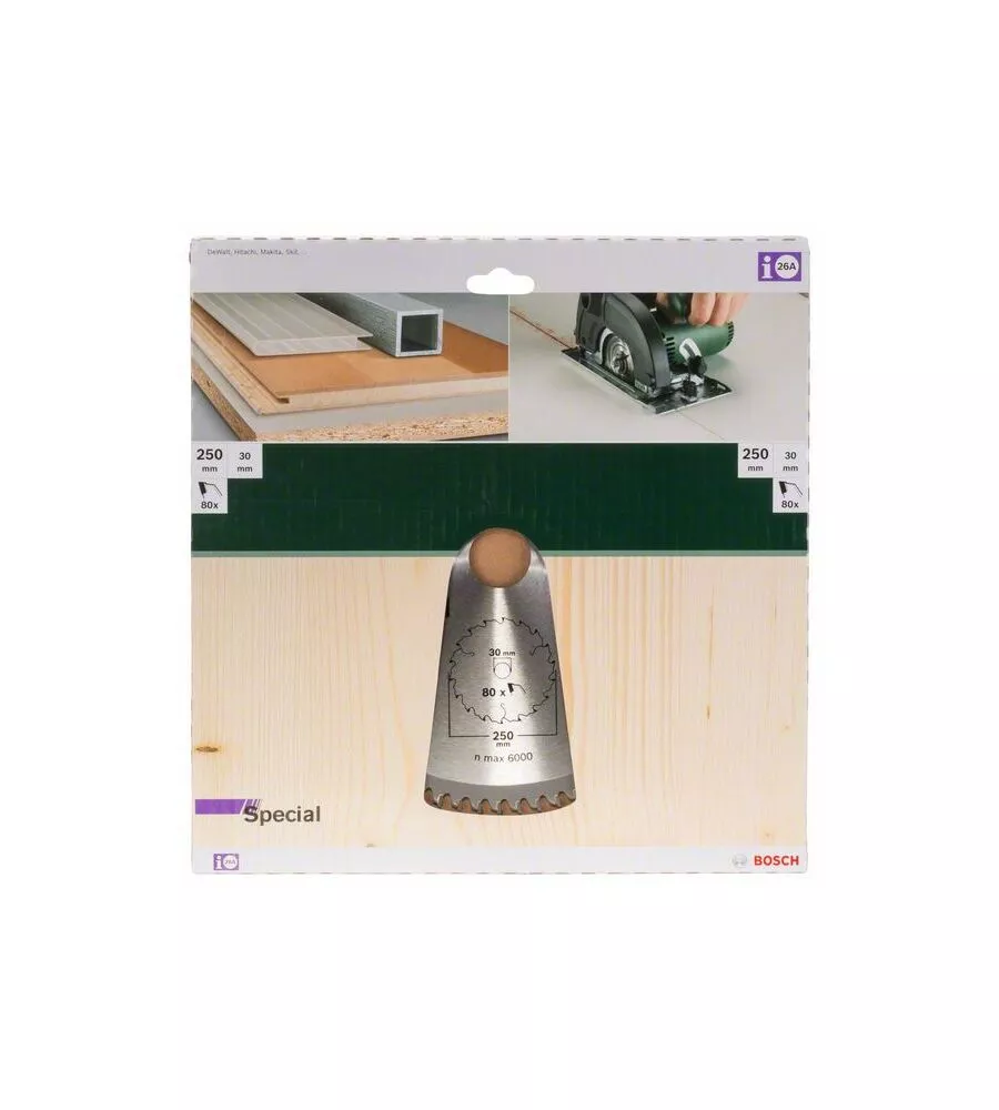 LAMA PER SEGA CIRCOLARE "SPECIAL" 250X2X30 - 80 DENTI - BOSCH.