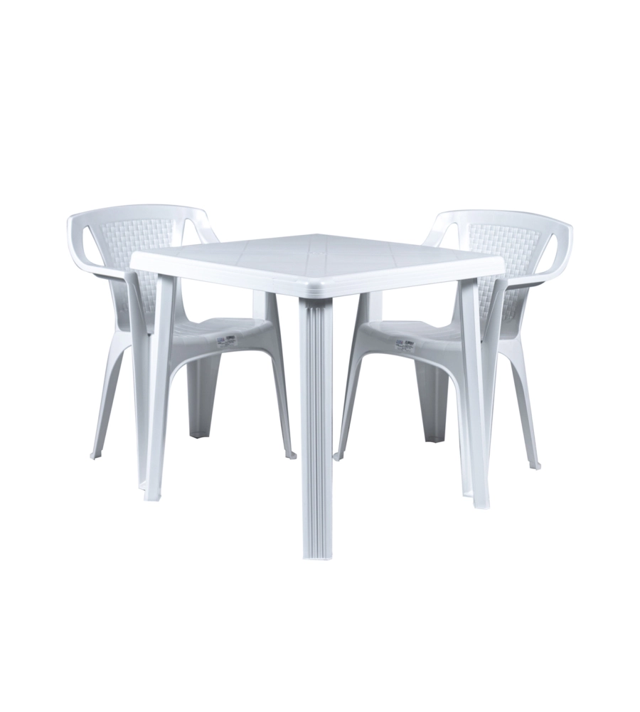 TAVOLO DA ESTERNO "RODI" IN POLIPROPILENE BIANCO 75X75X73 CM