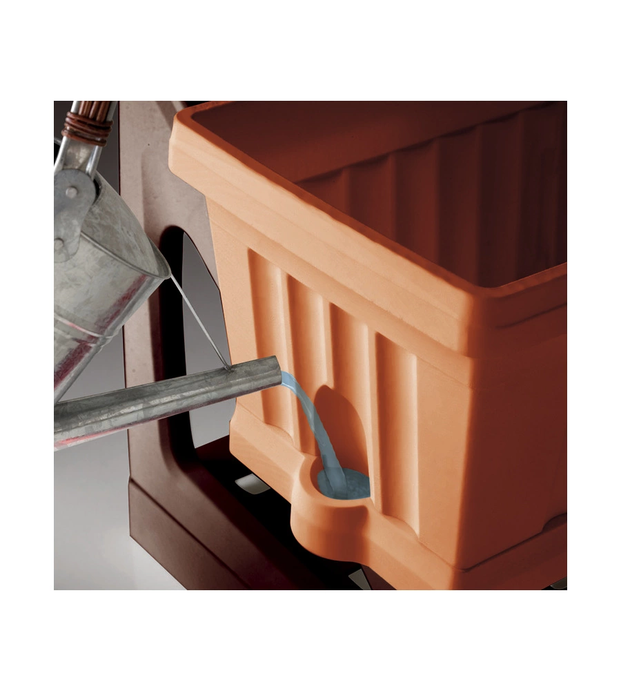 SET 3 FIORIERE CON CARRELLO BAMA TERRACOTTA 80X74X73 CM