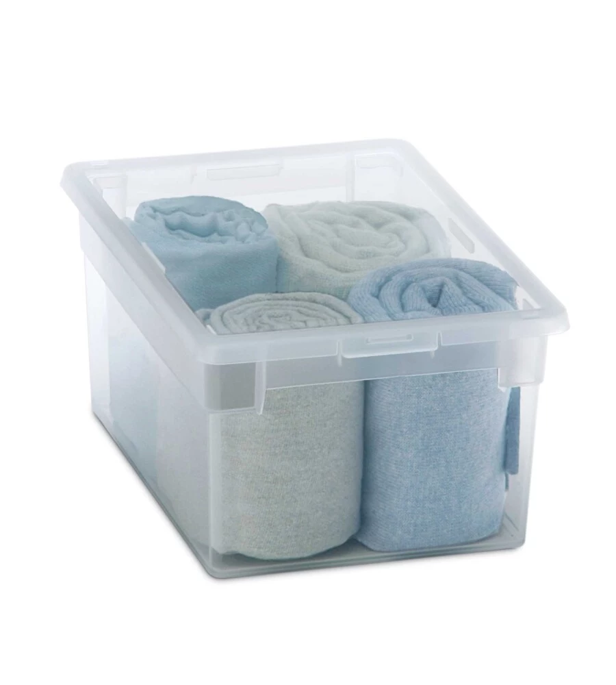 CONTENITORE MULTIUSO CON COPERCHIO "LIGHT BOX M/2" TRASPARENTE 19,5X28X13,2 CM