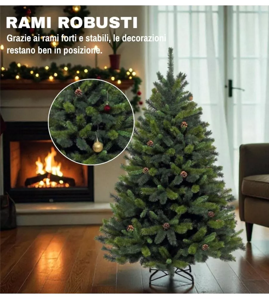 ALBERO DI NATALE ARTIFICIALE XMAS JOY "NEBRASKA" VERDE CON PIGNE 150 CM