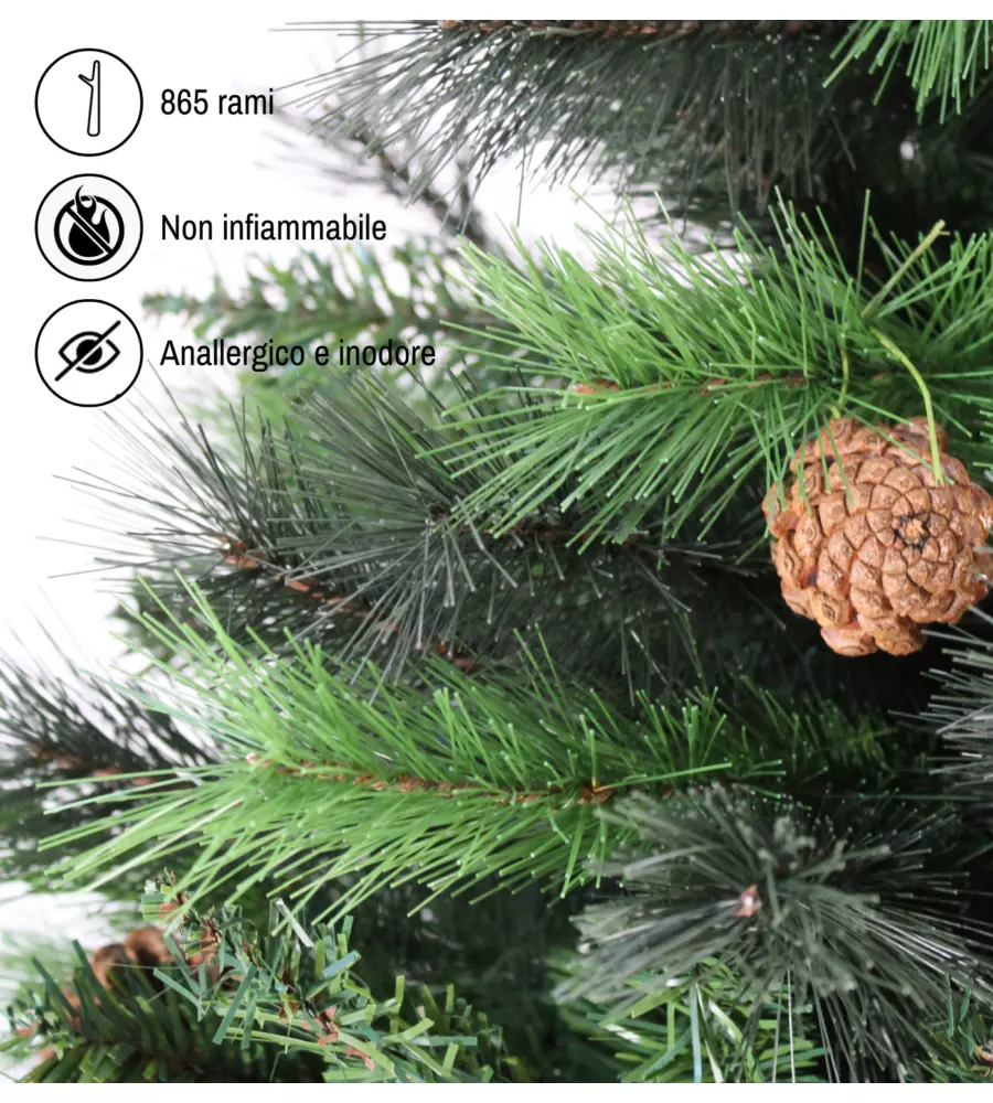 ALBERO DI NATALE ARTIFICIALE XMAS JOY "NEBRASKA" VERDE CON PIGNE 180 CM