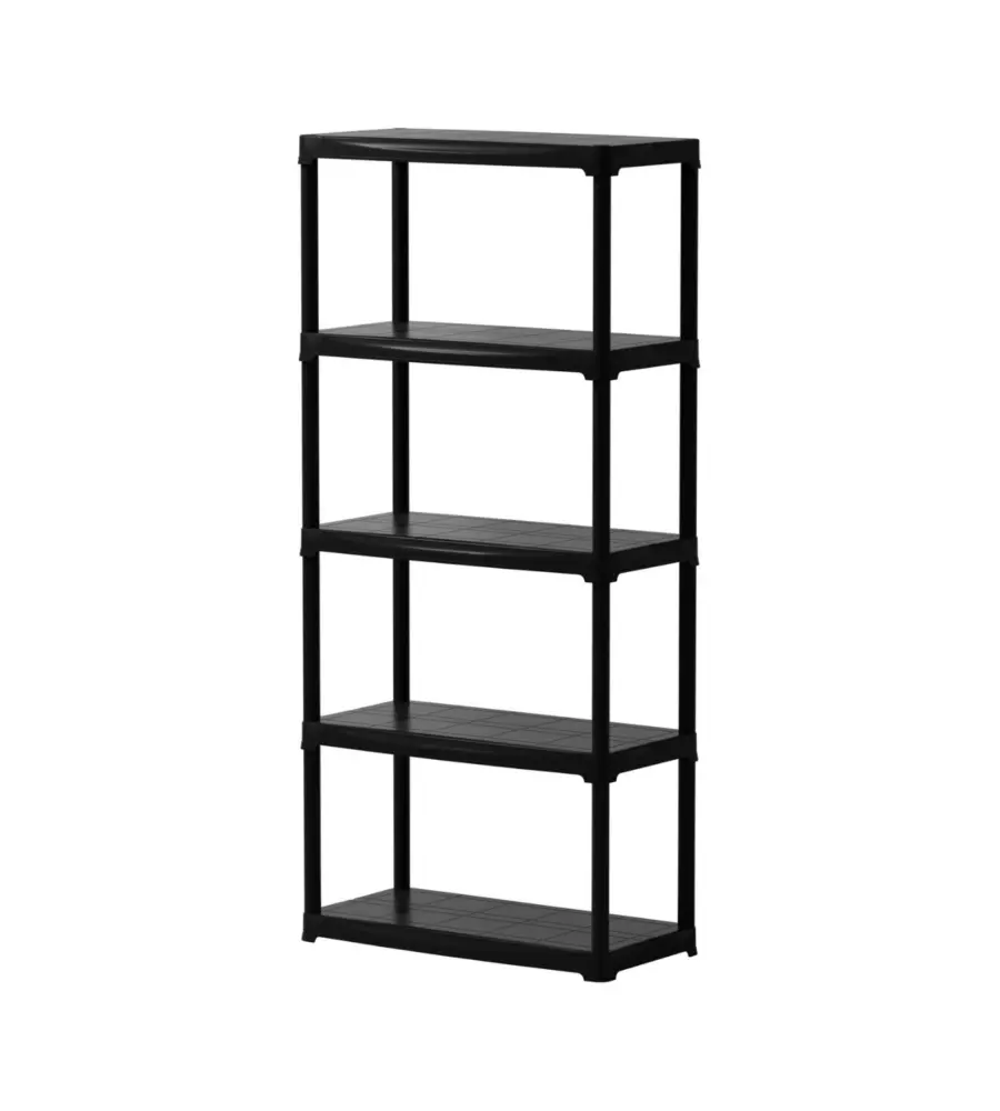 SCAFFALE 5 RIPIANI IN POLIPROPILENE ARTPLAST NERO PORTATA 150 KG 80X40X176 CM
